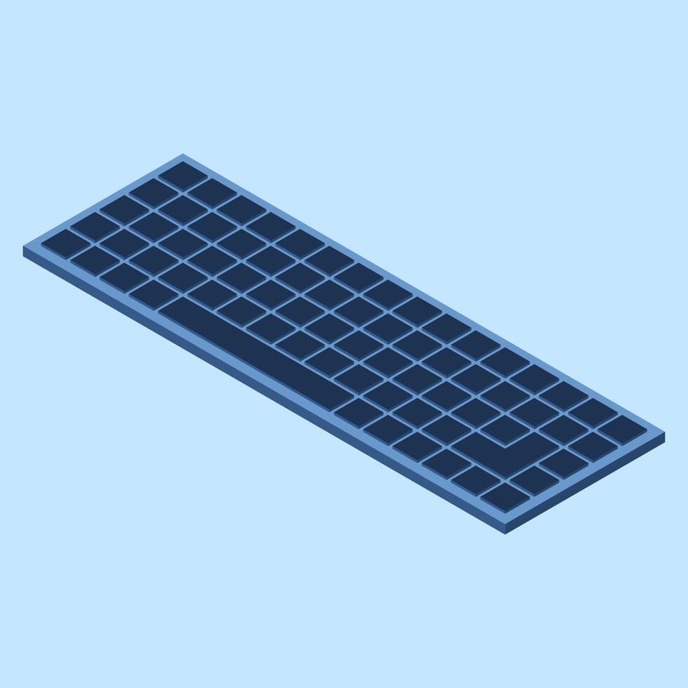Isometric computer keyboard. Modern computer keyboard. Computer hardware components. Isometric technology. illustration vector