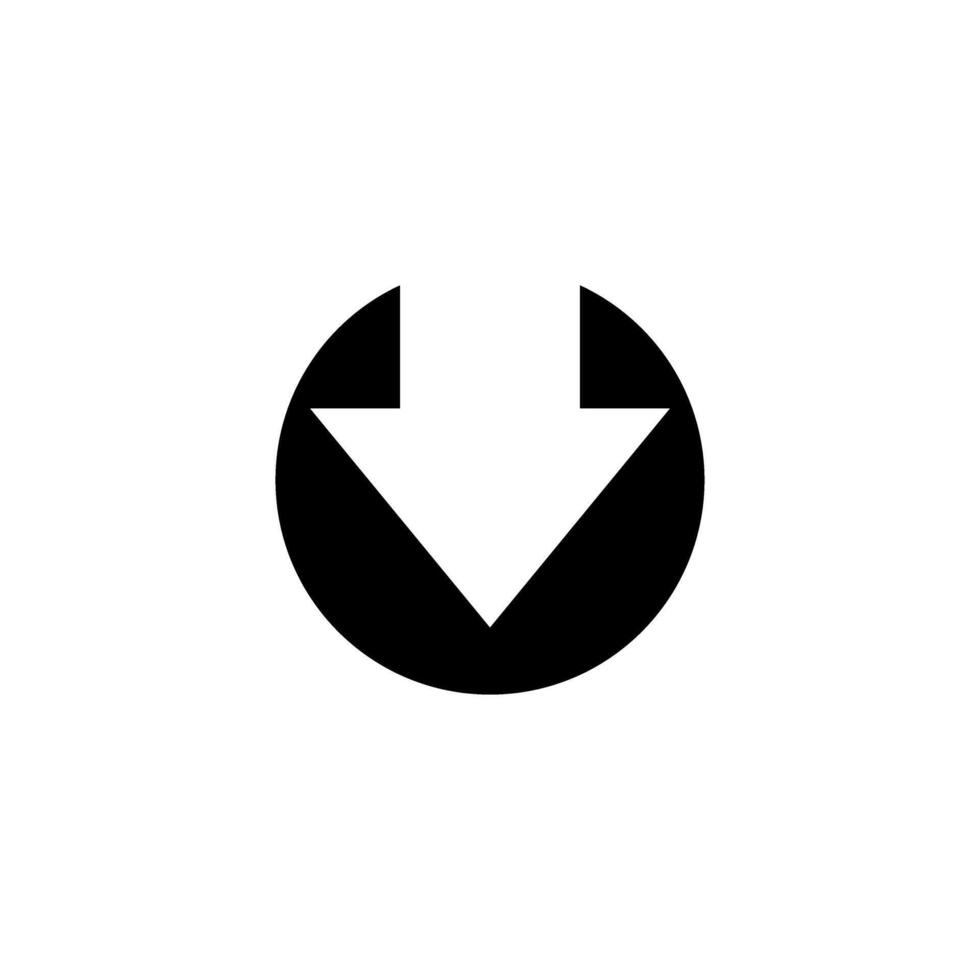 Symbol representing download action in a minimalist design featuring arrows pointing downward, perfect for digital applications and interfaces vector