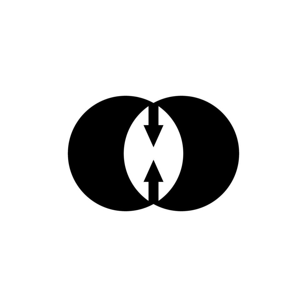 Symmetrical black and white graphic representing duality and balance in design with intersecting shapes vector