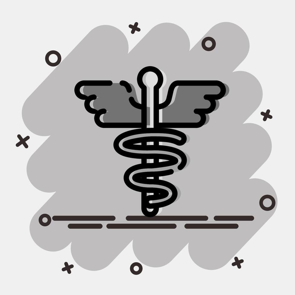 Icon aesculapius. Medical element. Icon in comic style vector