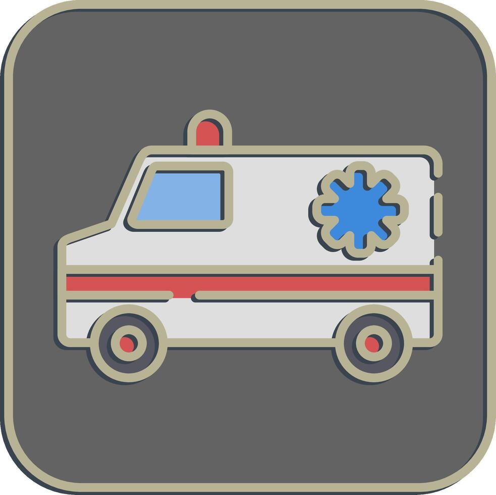 Icon ambulance. Medical elements. Icon in embossed style. vector