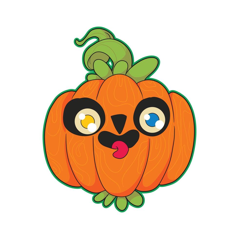 Cute funny pumpkin with tongue out perfect for Halloween party decorations stickers greeting cards apparel prints and fun spooky themed creative design projects to bring joyful autumn vibes vector