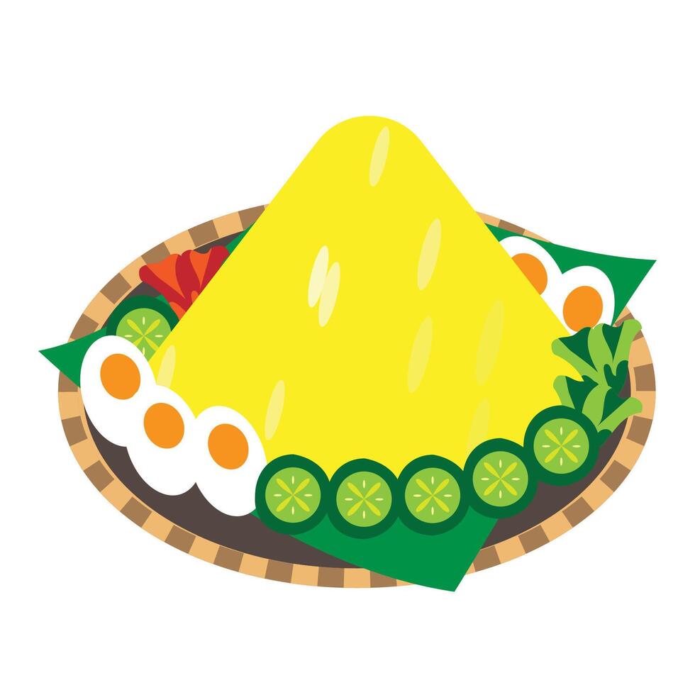 Nasi Tumpeng, Traditional Food of Indonesian Culinary Heritage vector