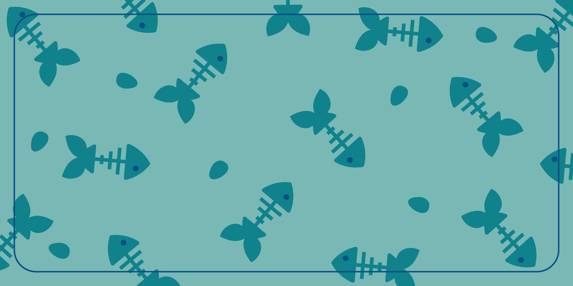 Blue background with a nautical pattern and fishbone icons. This design is suitable for banners, posters, greeting cards, and social media. vector