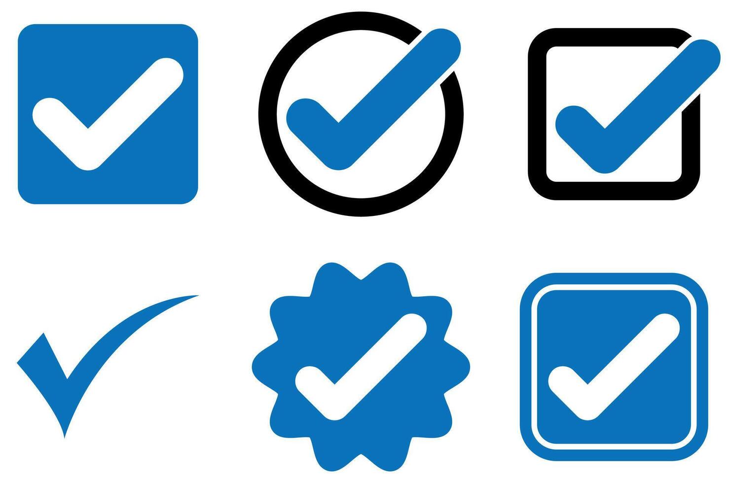 Blue check mark, graphic element, check mark vector