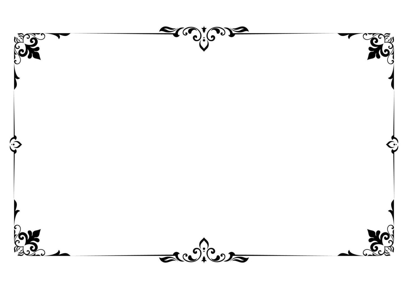 Black vintage frame, vintage pattern, scroll border, card elements vector