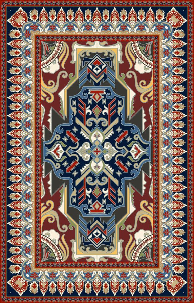 Colorful decorative rug with intricate patterns vector
