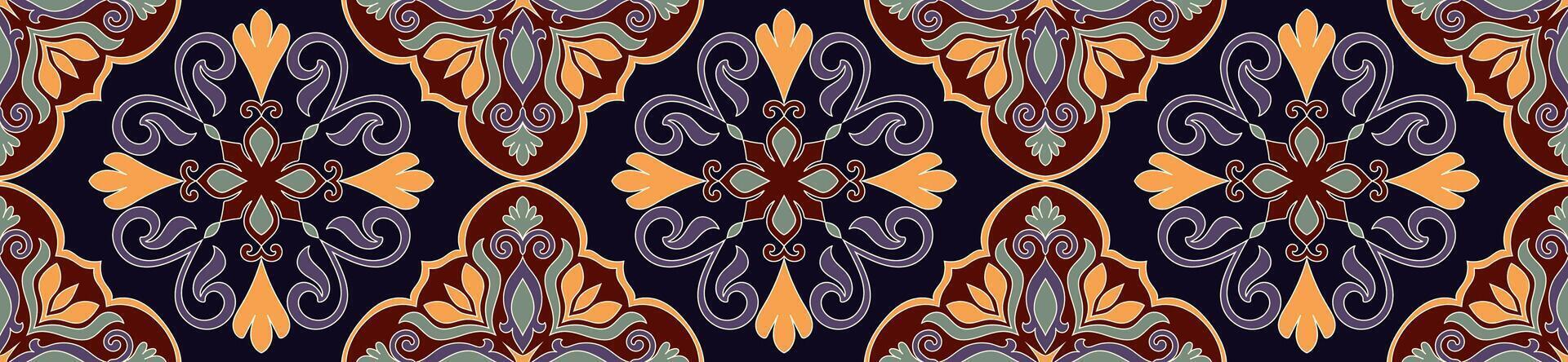 Abstract Floral Carpet Border Seamless Border For Fabric Pattern vector