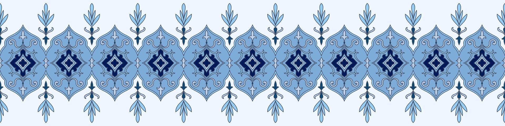 Blue vintage pattern border, vintage frame for carpet decoration vector