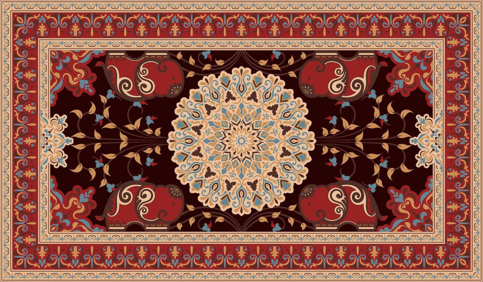 Ornate vintage carpet pattern design vector