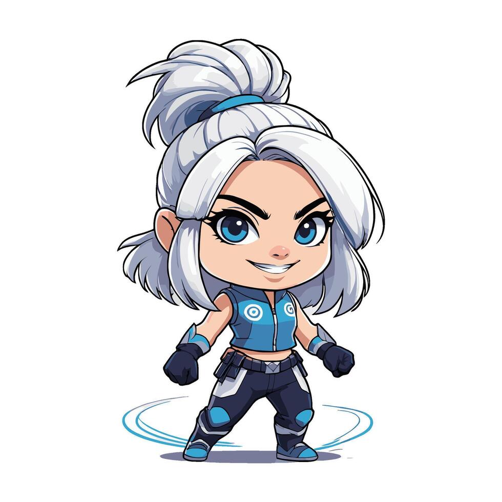A cartoon character with white hair and blue eyes vector
