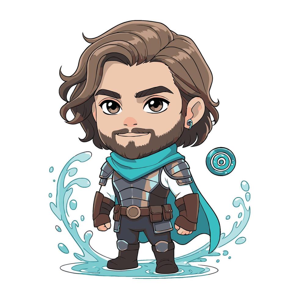 A cartoon character with long hair and beard vector