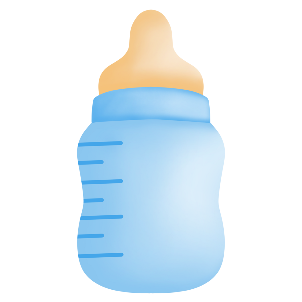 Blue baby milk bottle illustration png