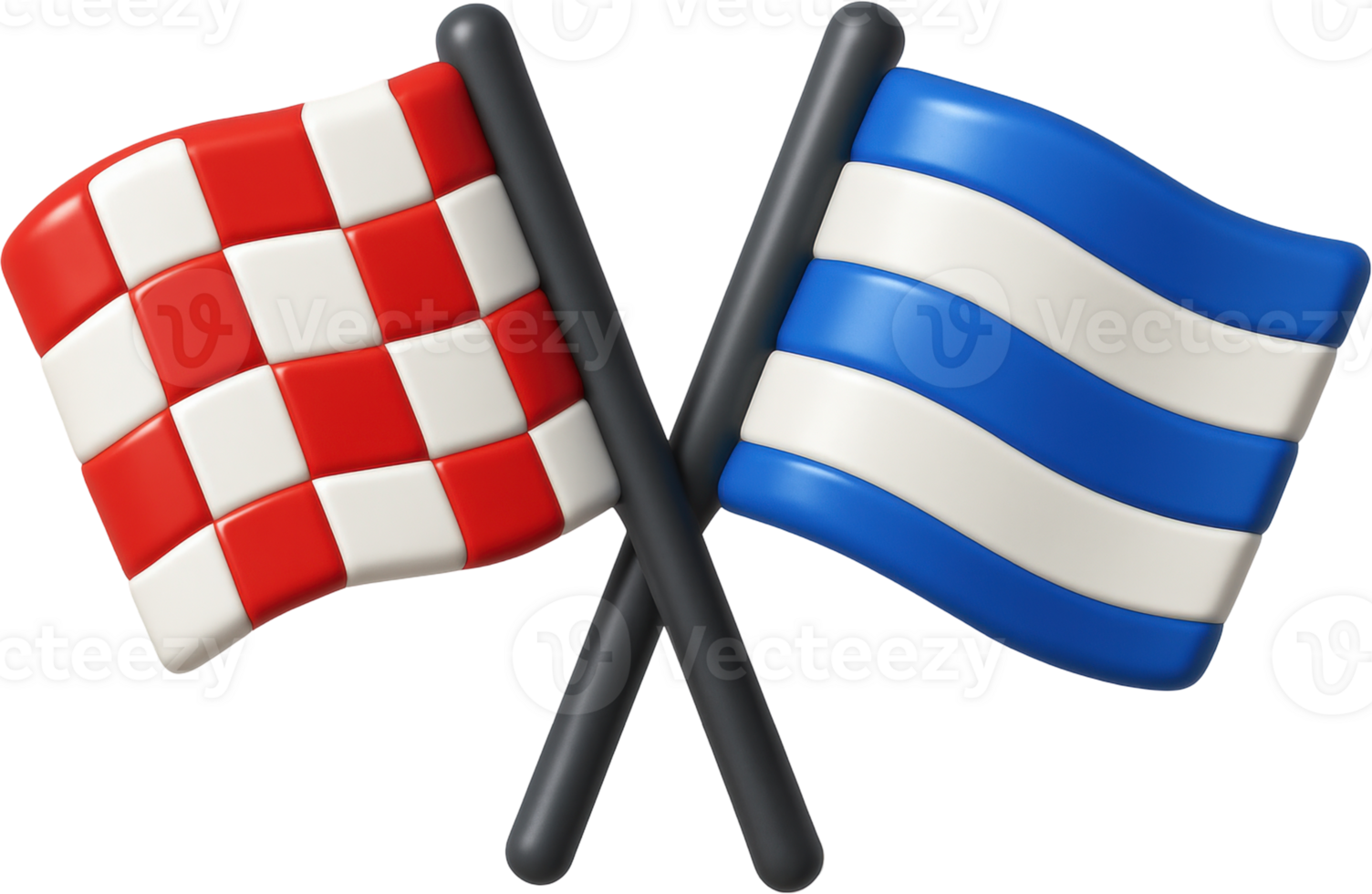 Crossed racing flags checkered and striped design png