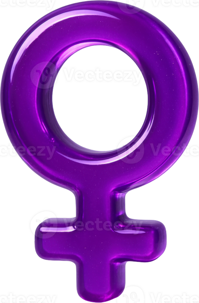 Lustrous purple female gender symbol with glossy 3D finish png