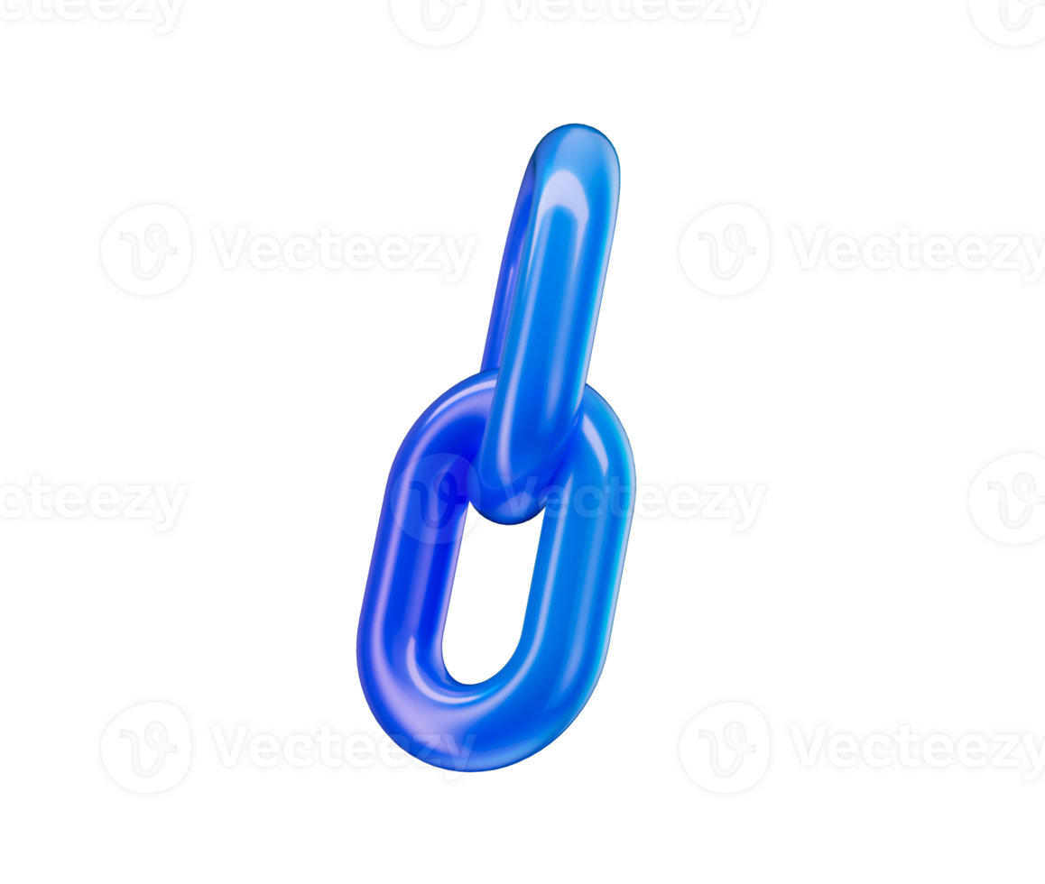 3D Blue chain link icon with a symbolizing connection and unity. 3d illustration png