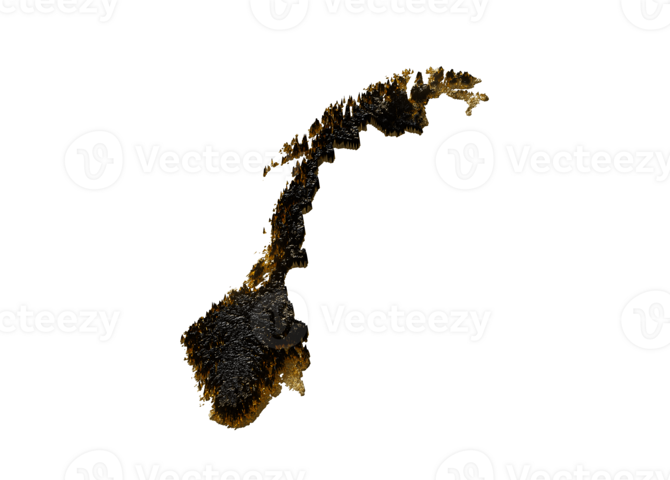 Norway Map Golden Metallic Texture Map Gold Reserves And Gold Mining Concept 3D Illustration png
