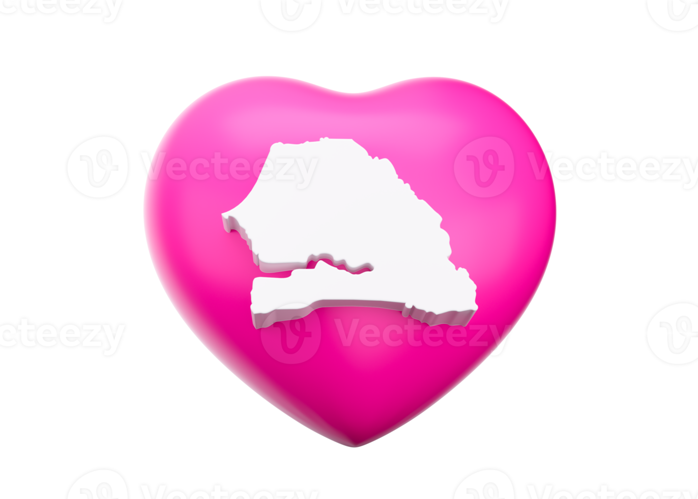 Pink Heart With Map Of Senegal 3d Illustration png