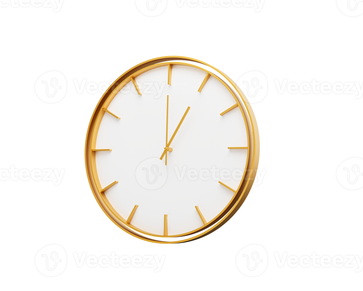 Minimalistic Golden Frame Wall Clock 01 00 One O'Clock 1 00 For Modern Interiors 3D Illustration png