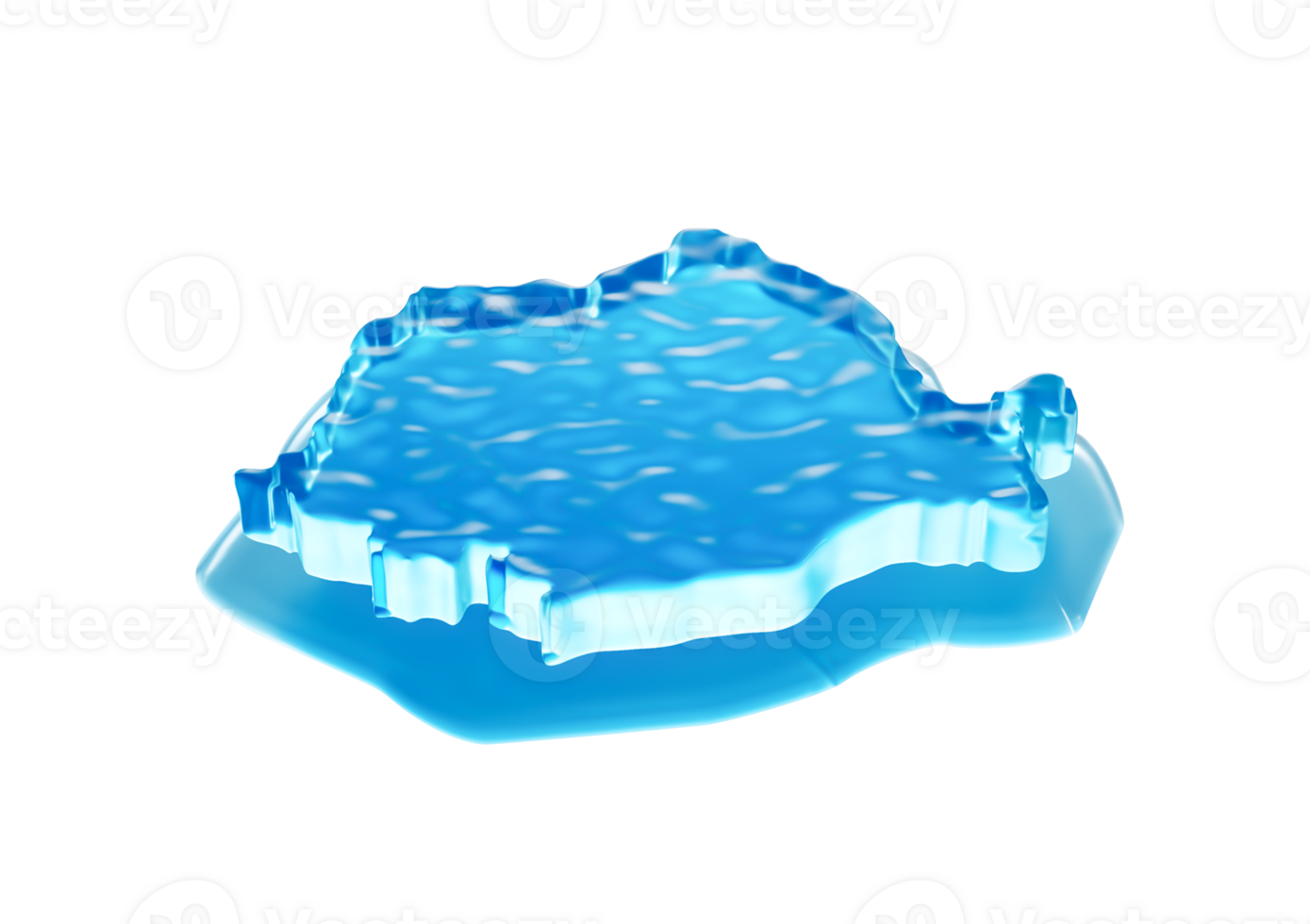 Water Ice Map Of Romania Global Warming Melting Glacier In Deep Ocean Blue Water 3d Illustration png