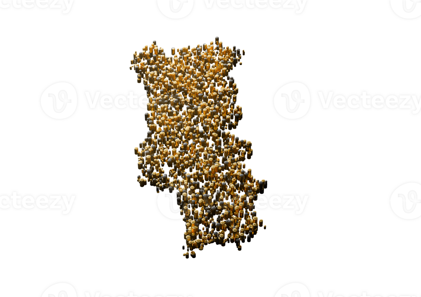 Portugal Map Made Of High Quality Premium Golden Metallic Copper Brass Pillars 3D Illustration png