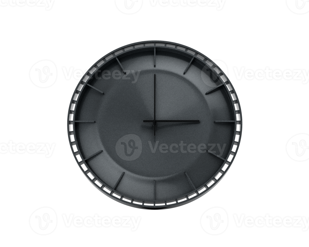A Modern Charcoal Black Wall Clock 03 00 Three O'Clock 3 00 For Modern Interiors 3D Illustration png