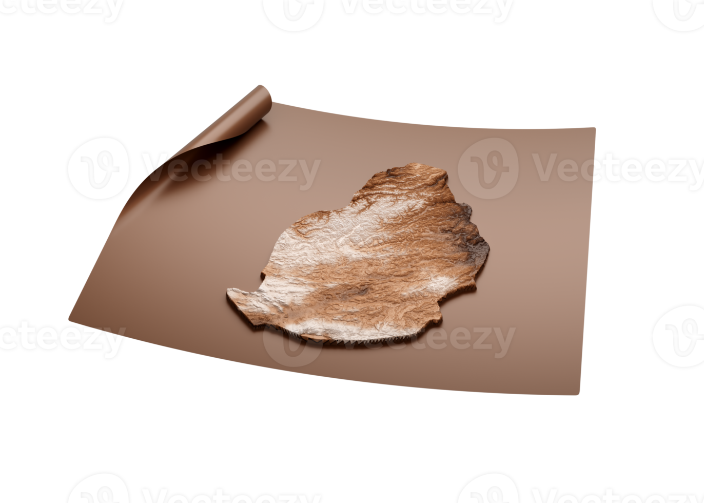 Map Of Mauritius Style Brown On Unrolled Map Paper Sheet 3d png