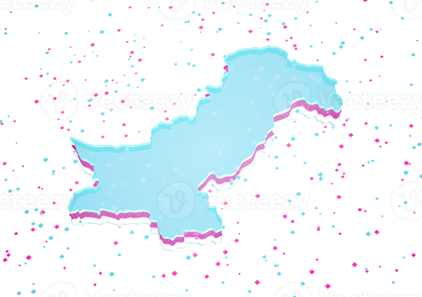Illuminated Pakistan Data Map Neon Blue Light On Seamless Pattern Background 3D Illustration png