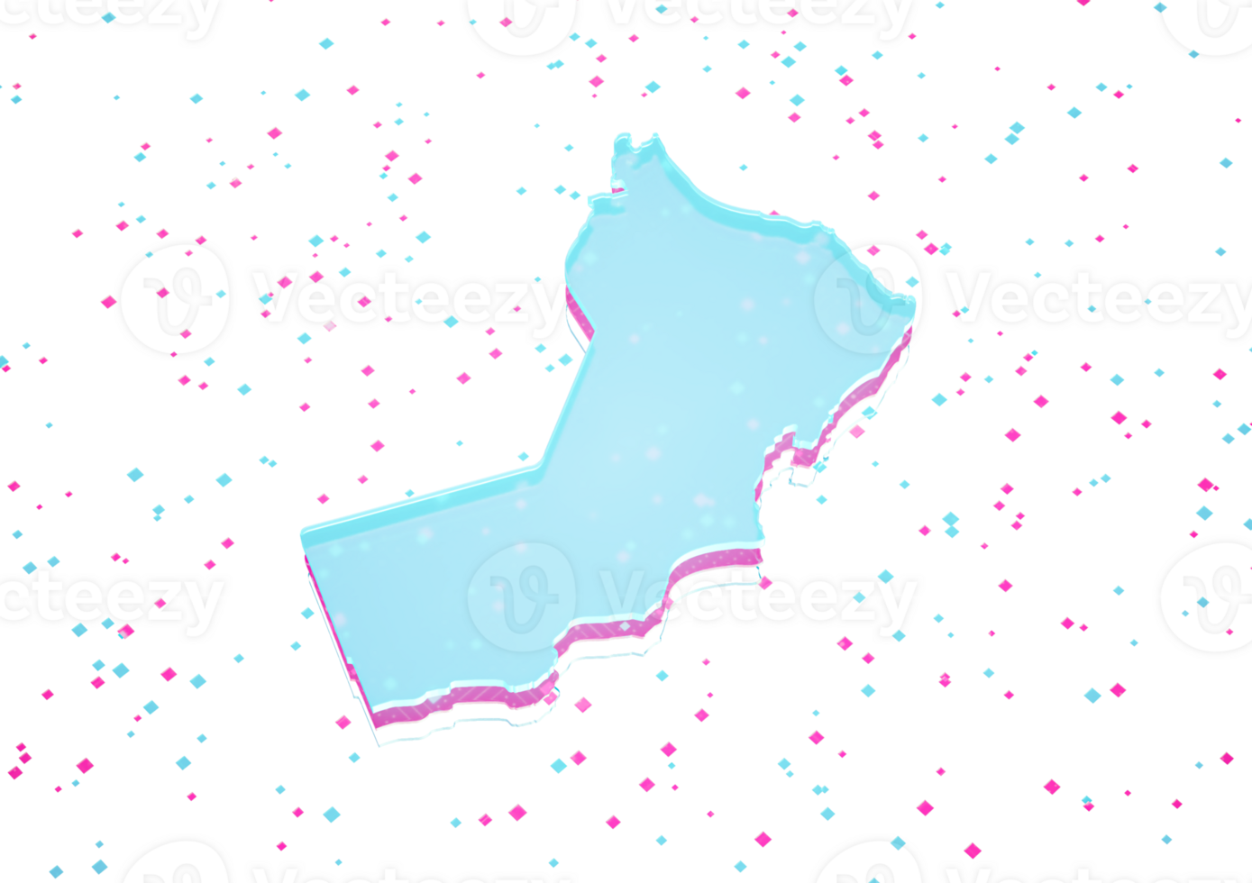 Illuminated Oman Data Map Neon Blue Light On Seamless Pattern Background 3D Illustration png