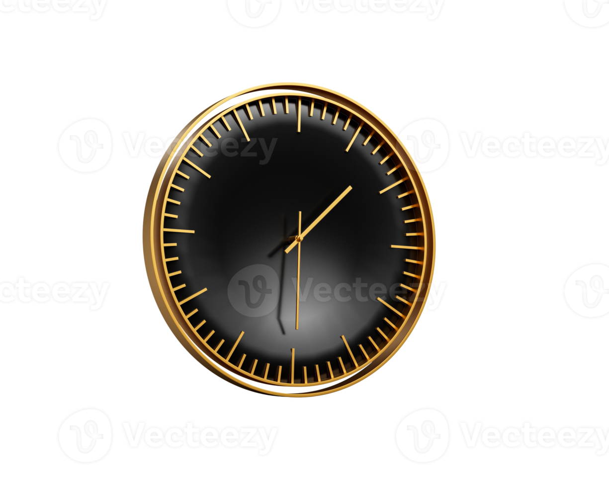 Modern Sleek Golden And Black Wall Clock 01 30 One Thirty 1 30 For Modern Interiors 3D Illustration png