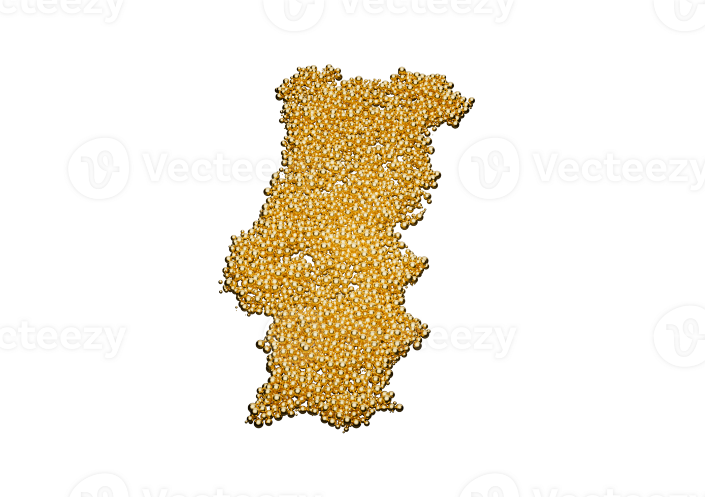 Portugal Map Made Of High Quality Premium Golden Shiny Metallic Beads Or Balls 3D Illustration png