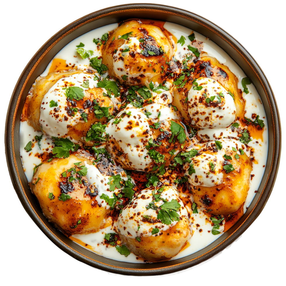 Tasty Dahi Bhalla With Yogurt And Tamarind Sauce Isolated On Transparent Background png