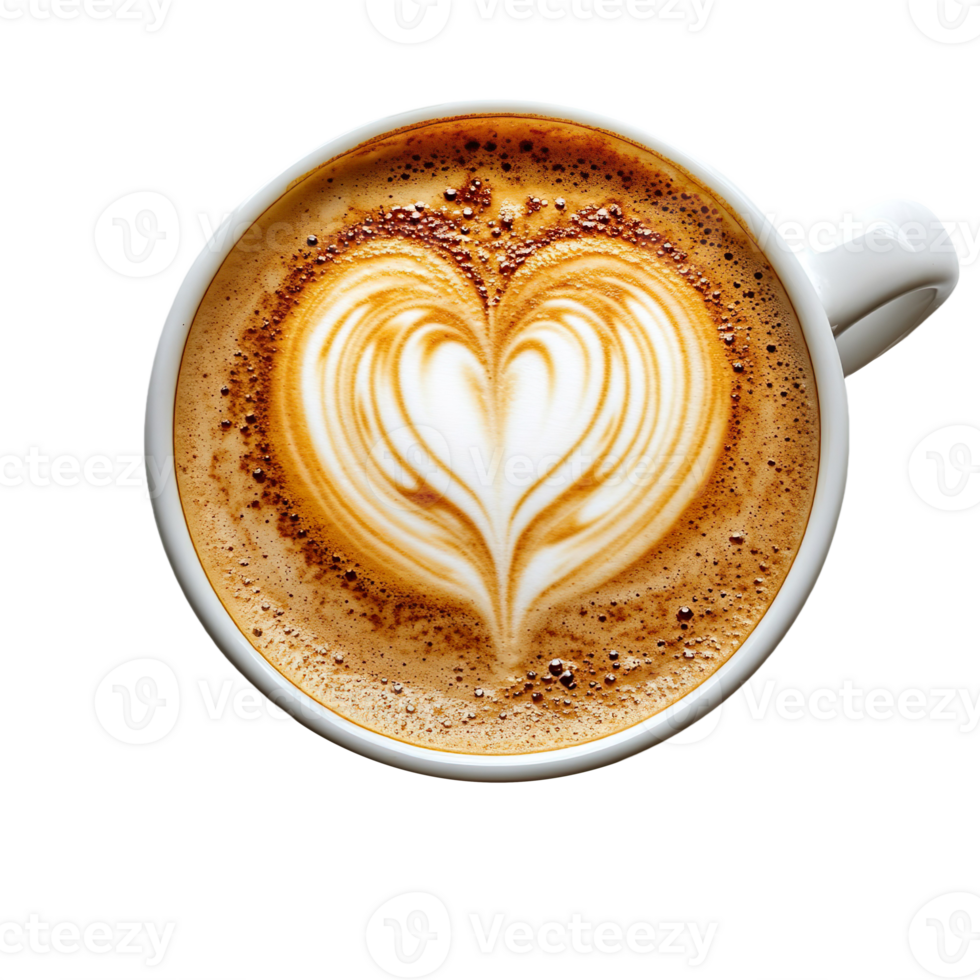 Heart Latte Art Coffee Cup Isolated On Transparent Background png