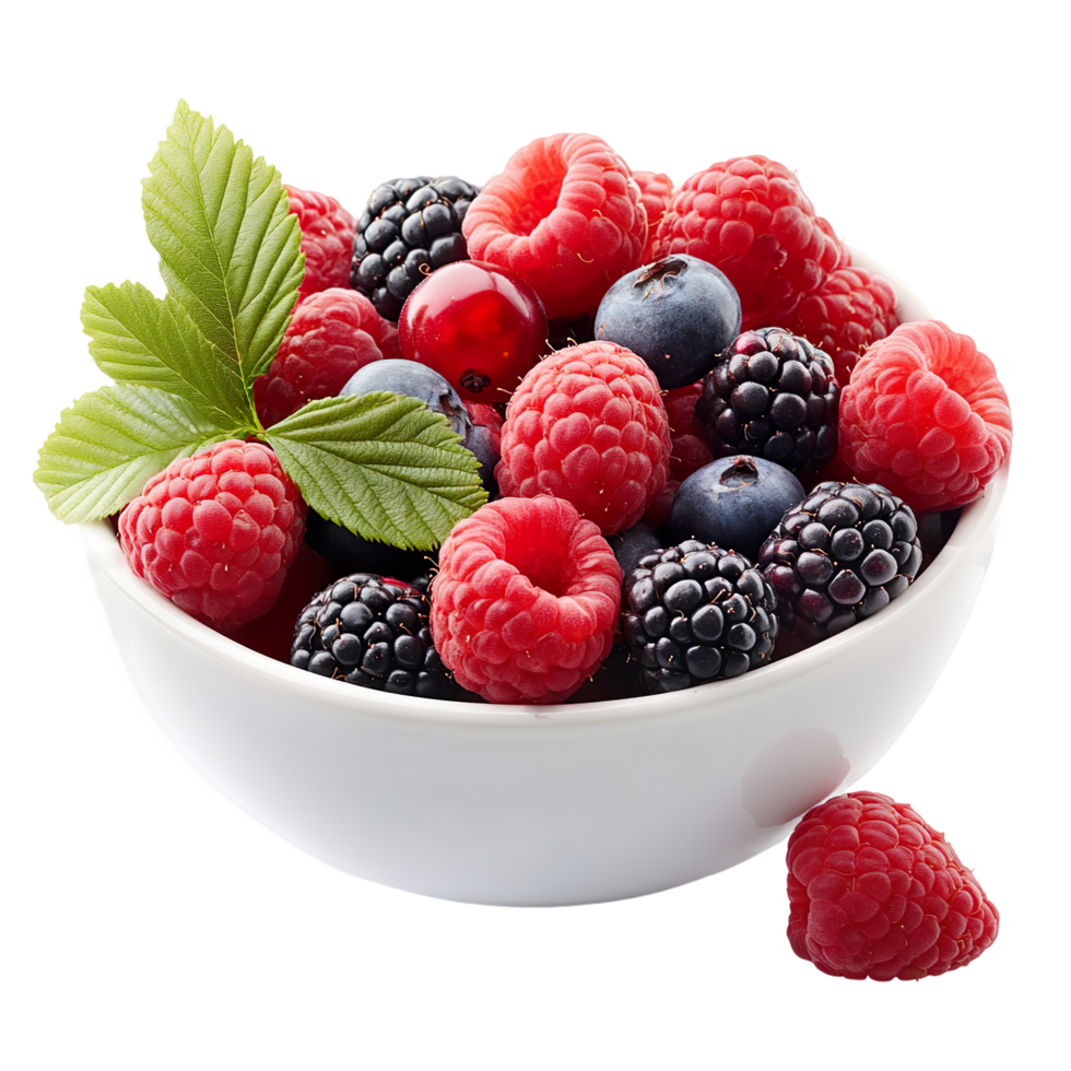 Mixed Berries Bowl Raspberry Blueberry Fresh Fruit Isolated On Transparent Background png