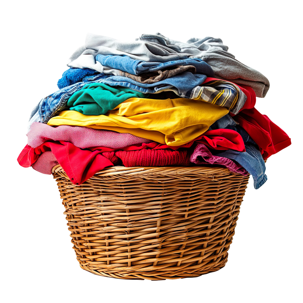 Pile Of Dirty Clothes In Basket Laundry Stack Isolated On Transparent Background png