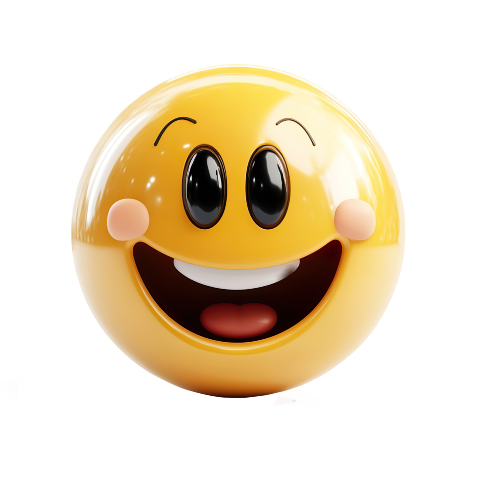 3D Happy Emoji Cartoon Face Smile Expression Character Joy Fun Isolated On Transparent Background png