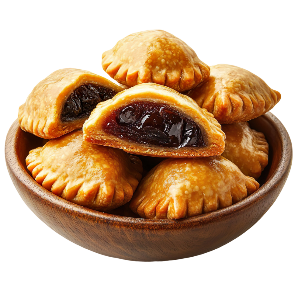 Delicious Date Filled Maamoul Cookies In A Wooden Bowl Isolated On Transparent Background png