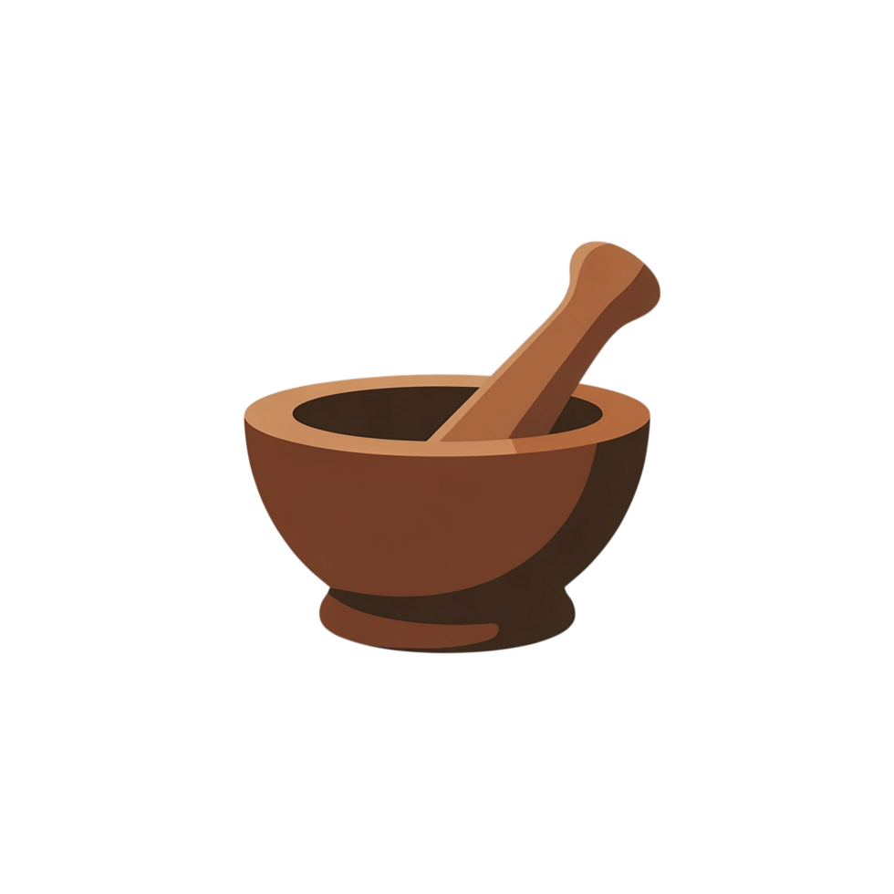 clipart illustration of a wooden mortar and pestle png