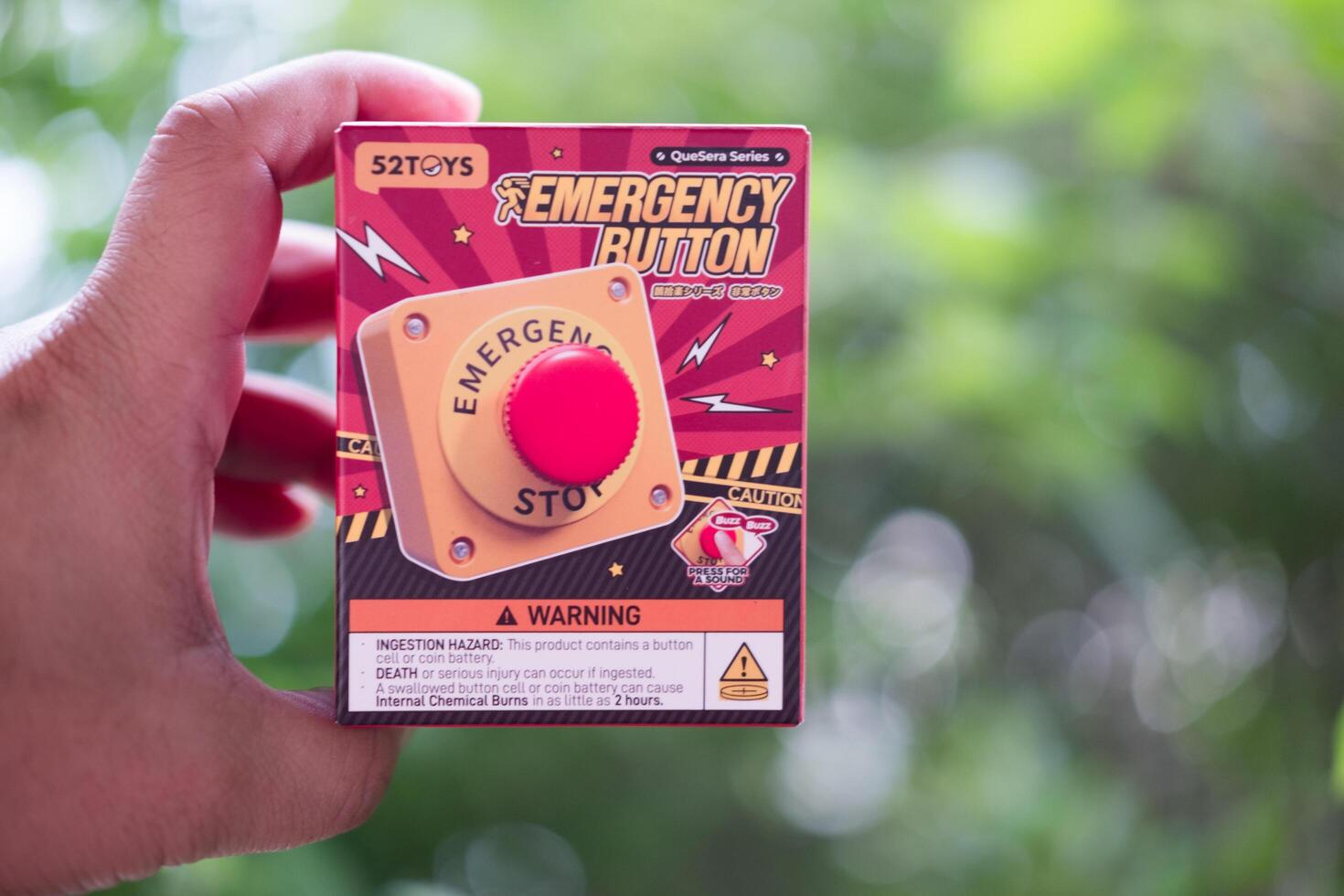 Bangkok, Thailand - July 12, 2025 Box toy from 52TOYS QUESERA Series-Emergency Button Series Blind Box Figure Toy photo