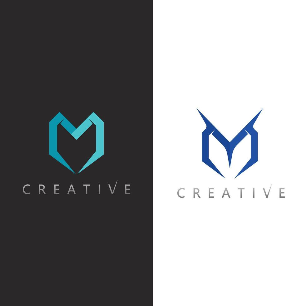 Creative M Shape Logo Symbol with Abstract Minimal Art Style vector