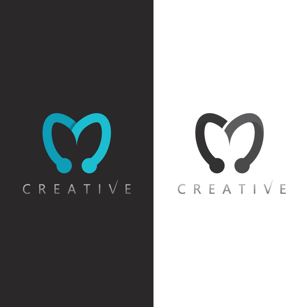 Unique M Typography Logo Icon with Clean and Modern Graphic Design Style vector