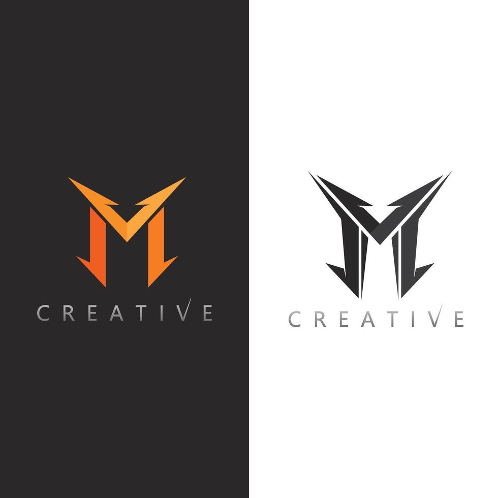 M Initial Logo with Futuristic Tech Elements and Digital Aesthetic vector