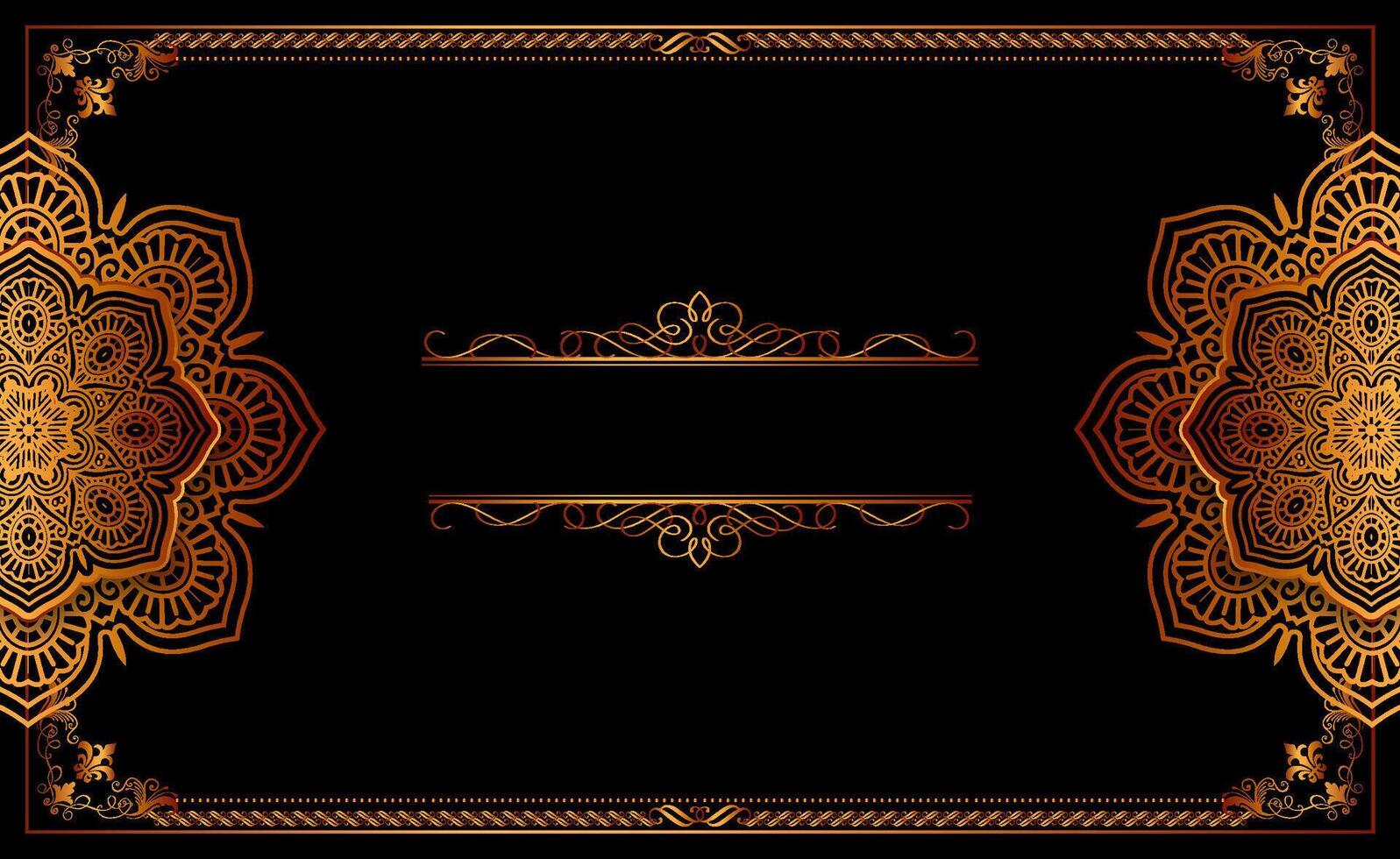 vintage background with golden frame mandala ornament vector
