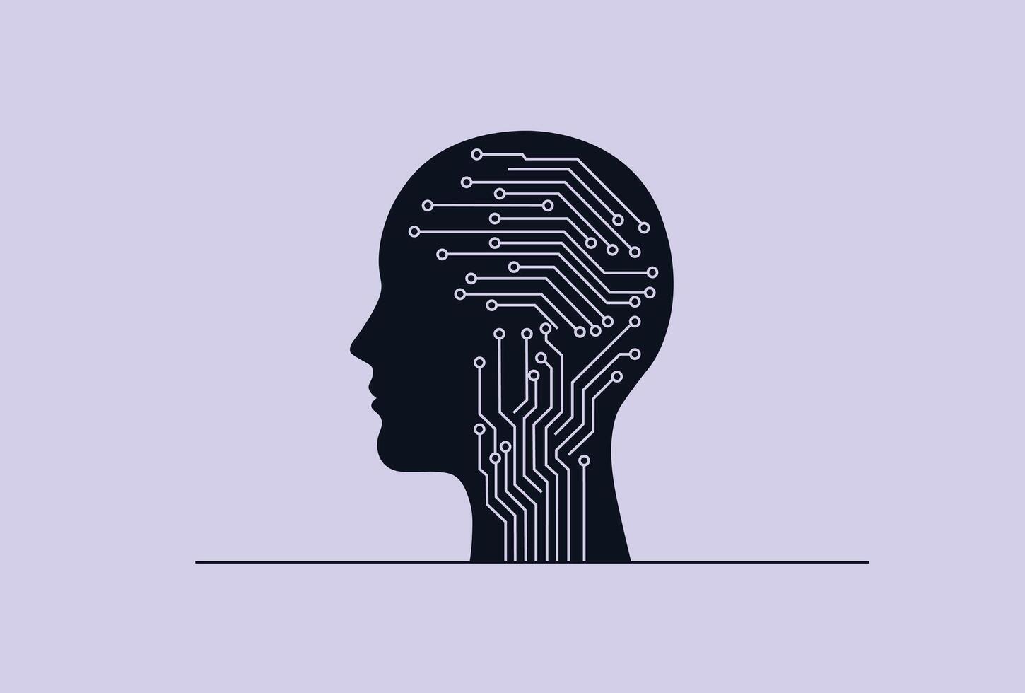 Digital Brain with Integrated Circuits Mind Illustration. vector