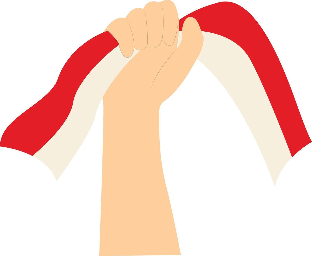 Hand Holding Indonesian Flag in Cartoon Design. vector
