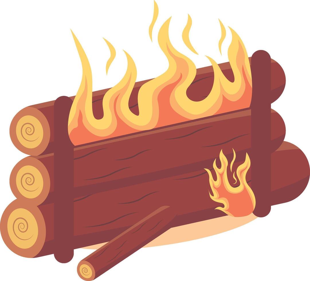 Bonfire Illustration with Cartoon Design. vector