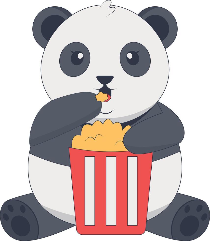 Cute Panda Animal Character, Adorable Panda. Isolated on White Background. vector