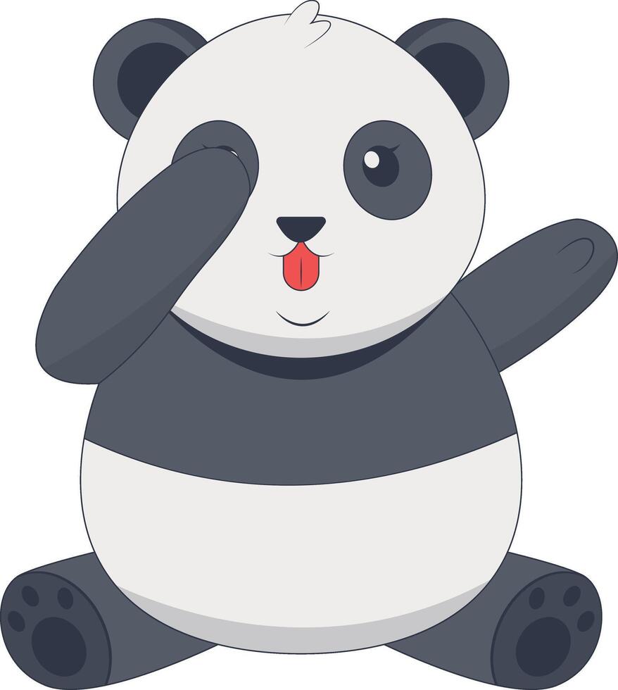 Cute Panda Animal Character. Kawaii Panda Illustration vector