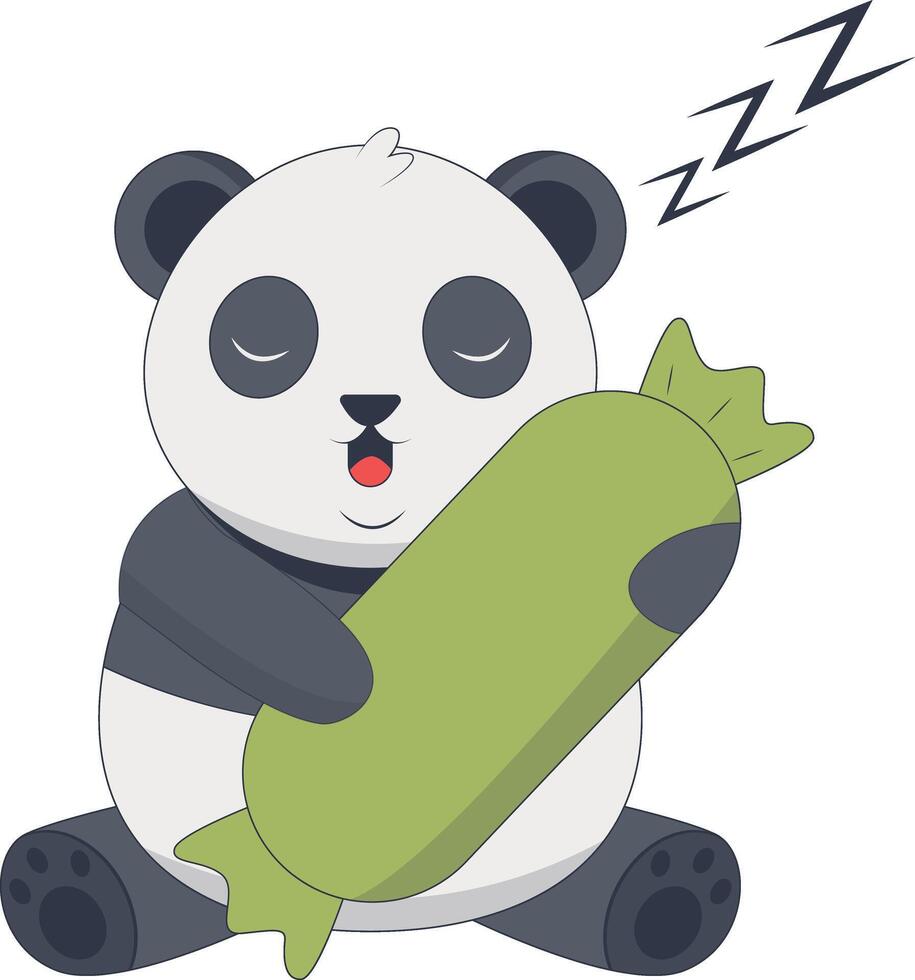Cute Panda Animal Character with Flat Design vector