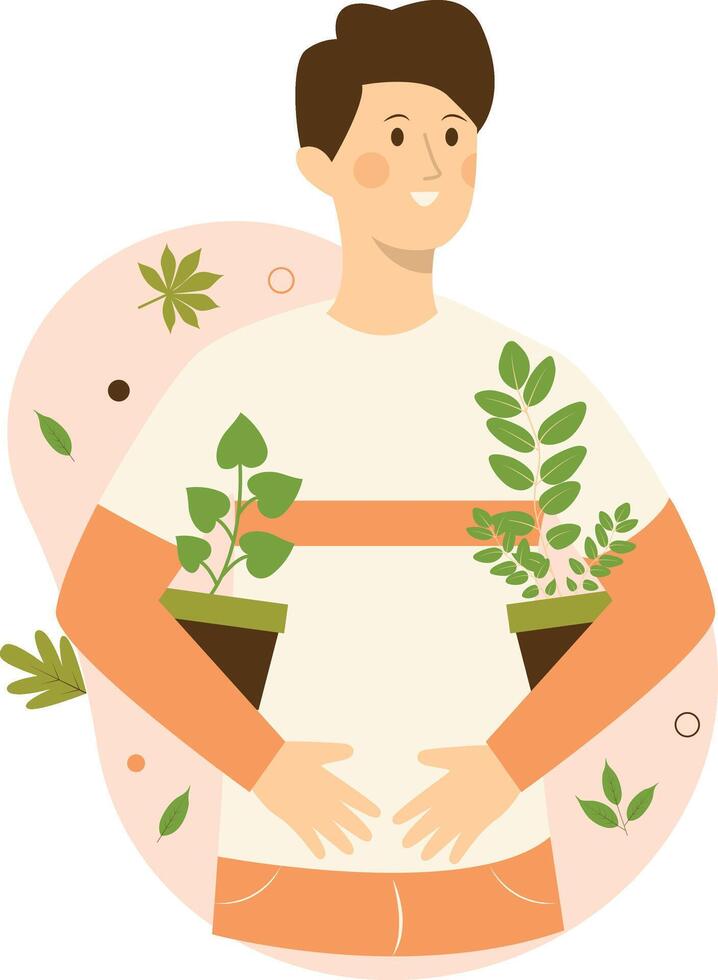 Green Lifestyle Male Character vector